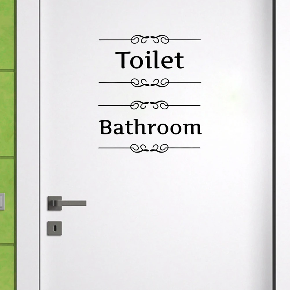 

4 Pcs Decorative Stickers English Letters Toilet Signs The Public Restroom Decals Wall Creative