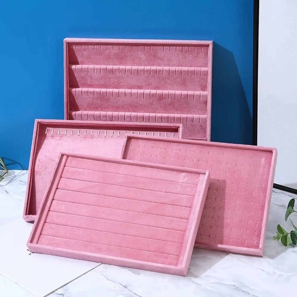 

Элегантные бархатные органайзеры для украшений, штабелируемые, экономящие место, розовые подставки для серег, износостойкие, для хранения