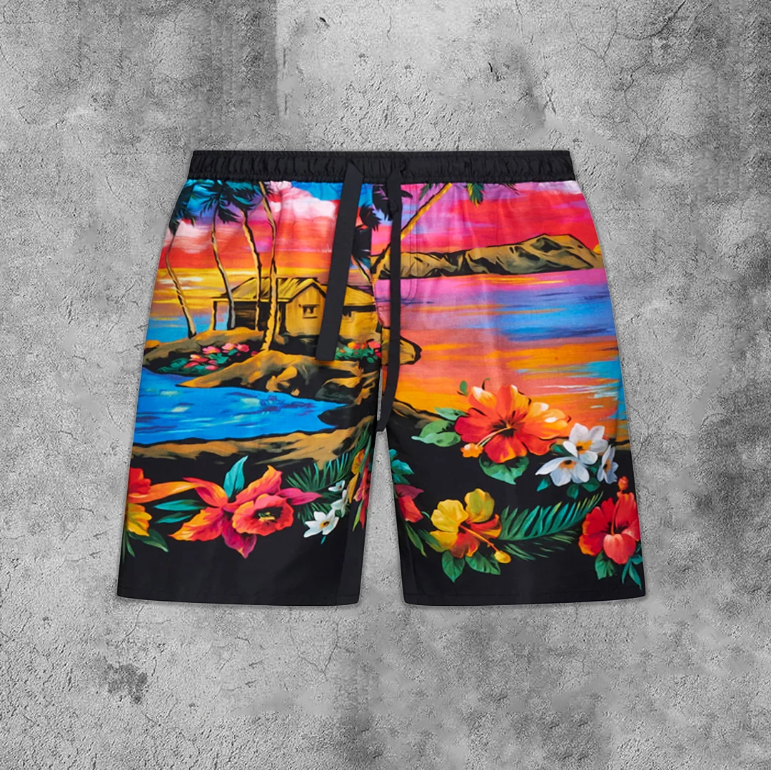 Pantalones cortos de playa para hombre, Shorts deportivos hawaianos con estampado 3D, transpirabilidad rápida, novedad de verano, 2023