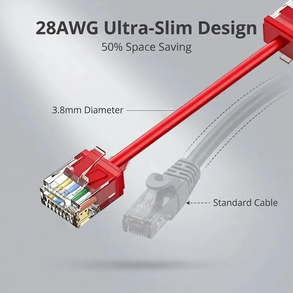 10pcs New 10Gbps CAT6a Ethernet Cable 28AWG Super Light LAN Network Cord 550MHz Slim UTP Patch Cable Laptop Use