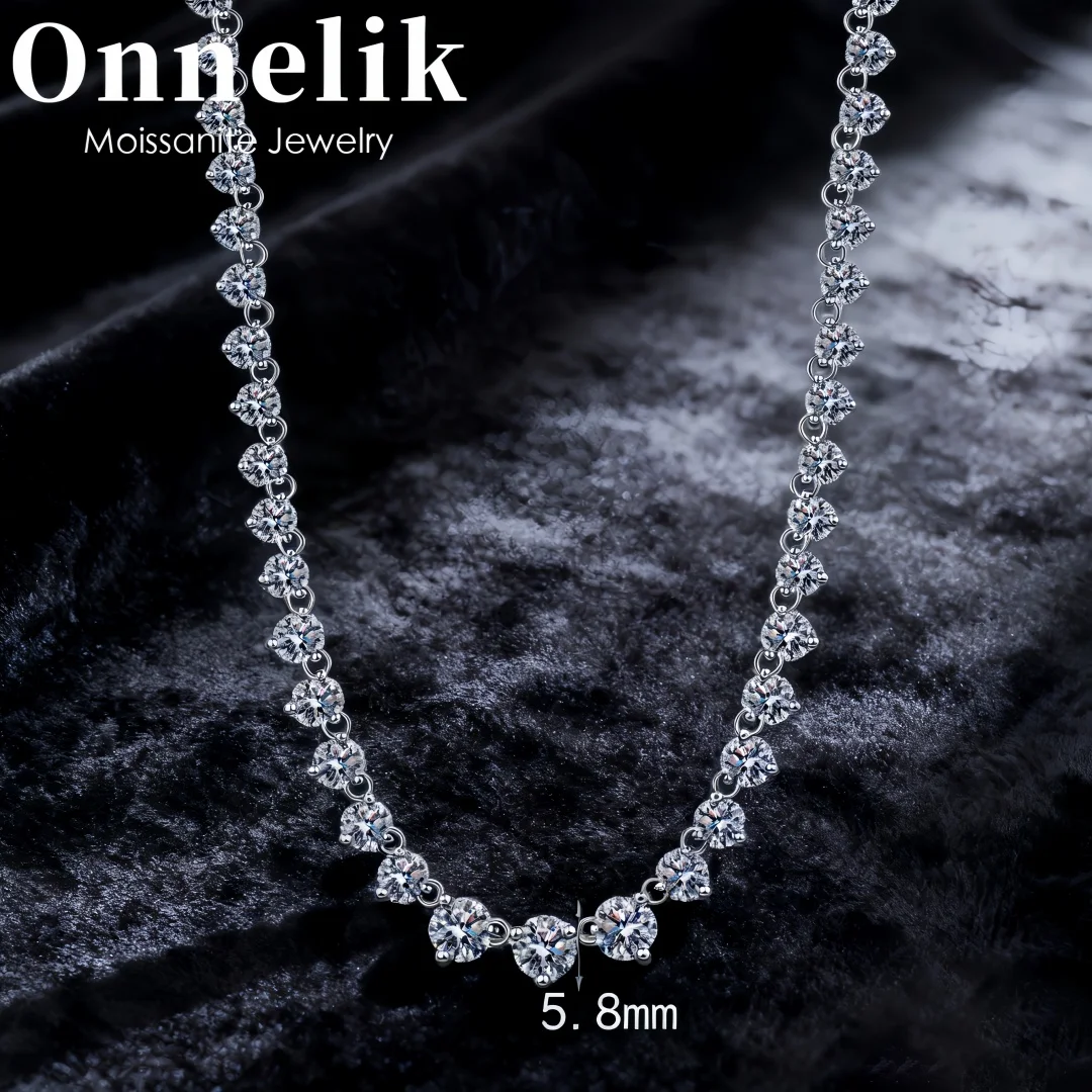 

Onnelik S925 стерлингового серебра полный цвет D муассанит ожерелье для женщин роскошная цепочка на воротник с элегантным дизайном для штабелирования