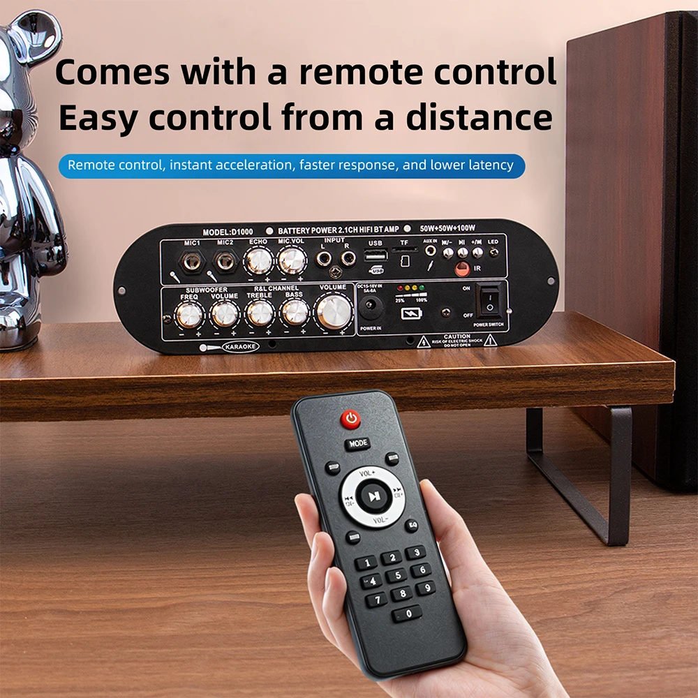 2.1 Channel Bluetooth Amplifier Board 100W Subwoofer DSP Digital Processor Karaoke Function DC 15-18V Home Theater Sound System view 4