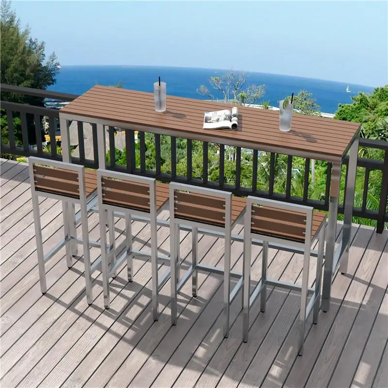 Bar al aire libre, mesa de bar al aire libre, balcón, combinación casual de mesa alta y silla, patio exterior, protección solar e impermeable