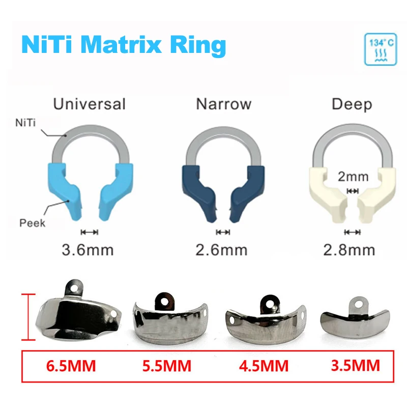 Dental Matrix Bands NITI Metal Matrices Clamp Ring Sectional Contoured Matrix System Clamping Dentist Tools Dentistry Material