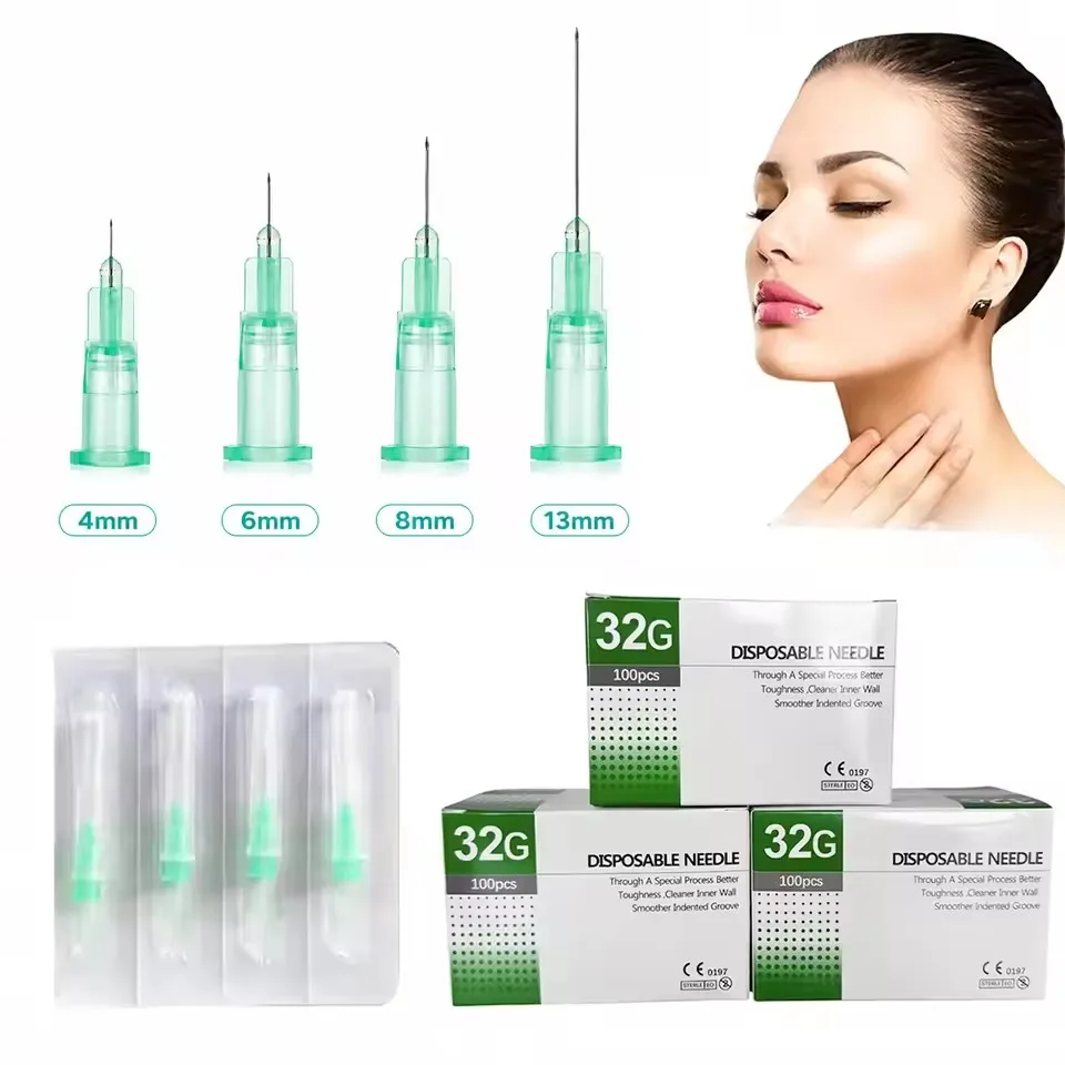 Fine 32G Sterile Injection Needles 4/6/8/13mm Multi - Use for Mesotherapy, Anti - Aging, Micro - Injections - 100pcs