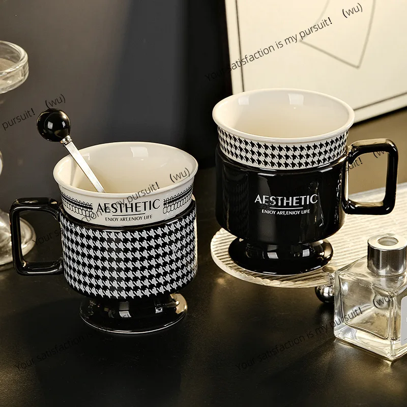 Tasse française bureau tasse à café haut de gamme lumière luxe tasse en céramique couple gobelet mille oiseaux grille cadeau