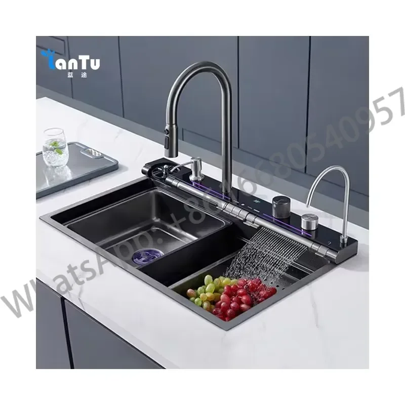 Hot Sale Wholesale Utility Single Bowl Modern Handmade Smart Multifunction 304 Stainless Steel Kitchen Sink
