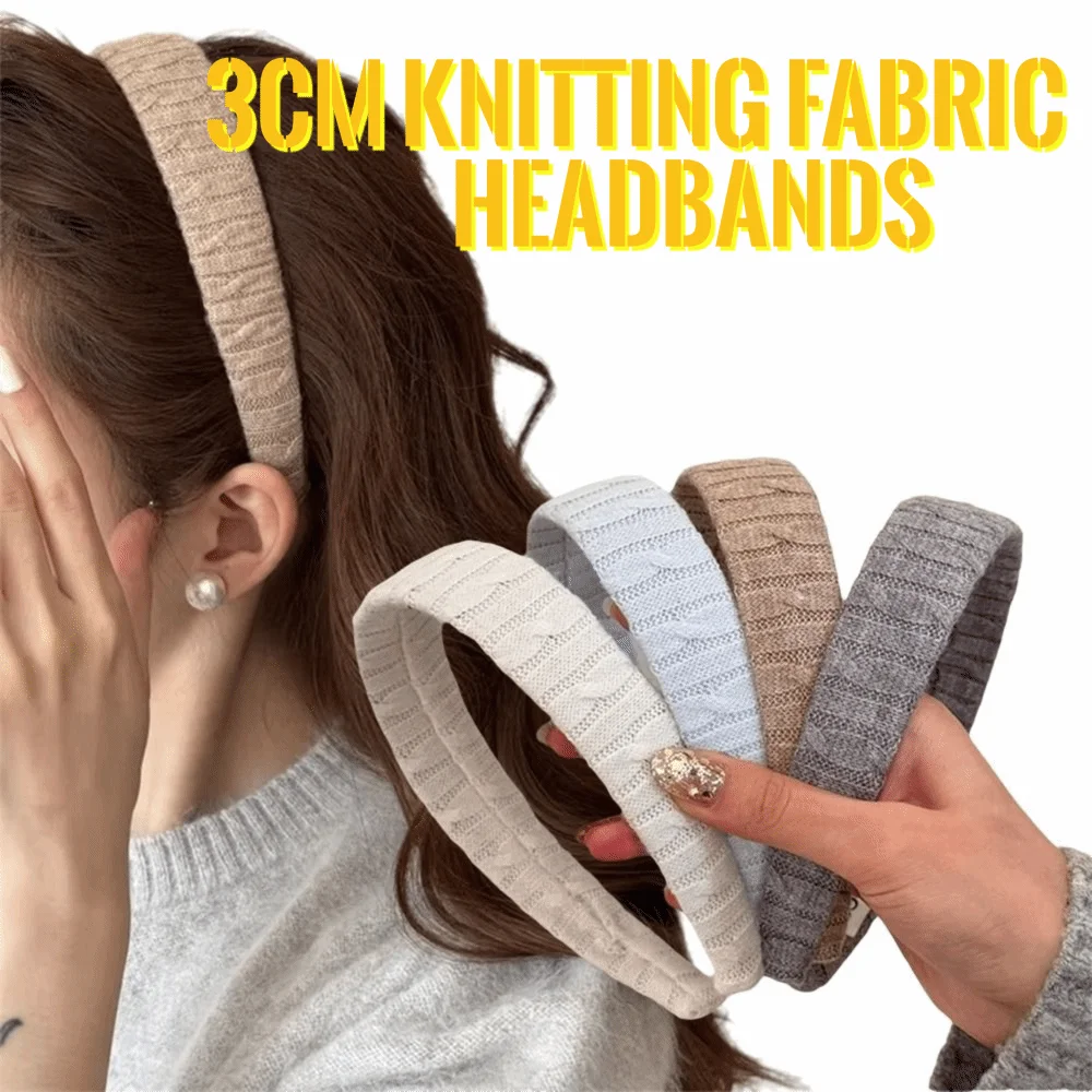 Knitting Construction Cable Knit Headband Korean Style Soft Hair Hoop Accessories High Crown 3CM Width Knitting Fabric Headbands