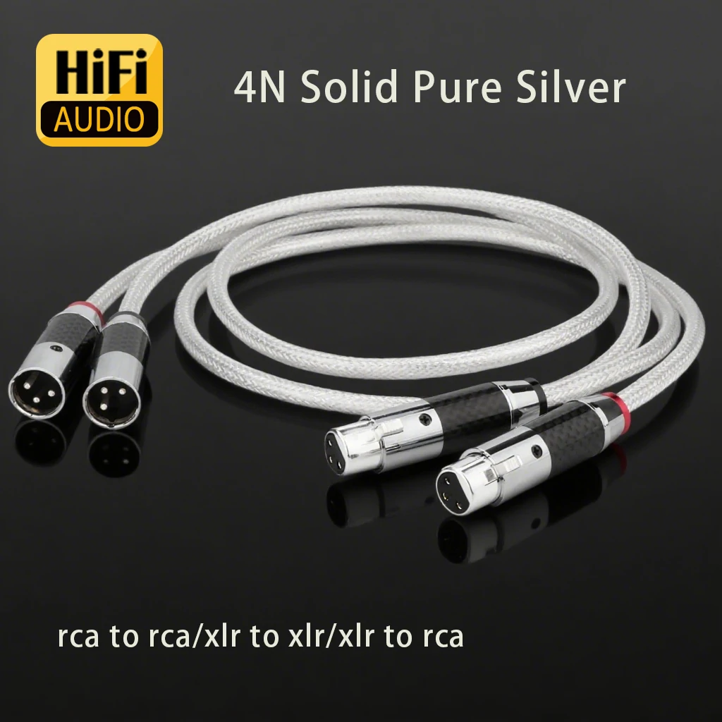 

Pair Pure Silver RCA Cable signal cable Carbon Fiber XLR TO RCA Cable Interconnect Audio Cable PSS Pure Silver Core