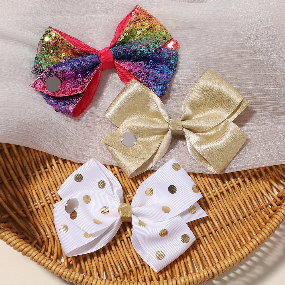 1pcs Unicorn Rainbow Print Hair Bows with Clip Baby Girls Ribbon Sequin Hair Clip Hairgrips Headwear Hair Accessories Wholesale