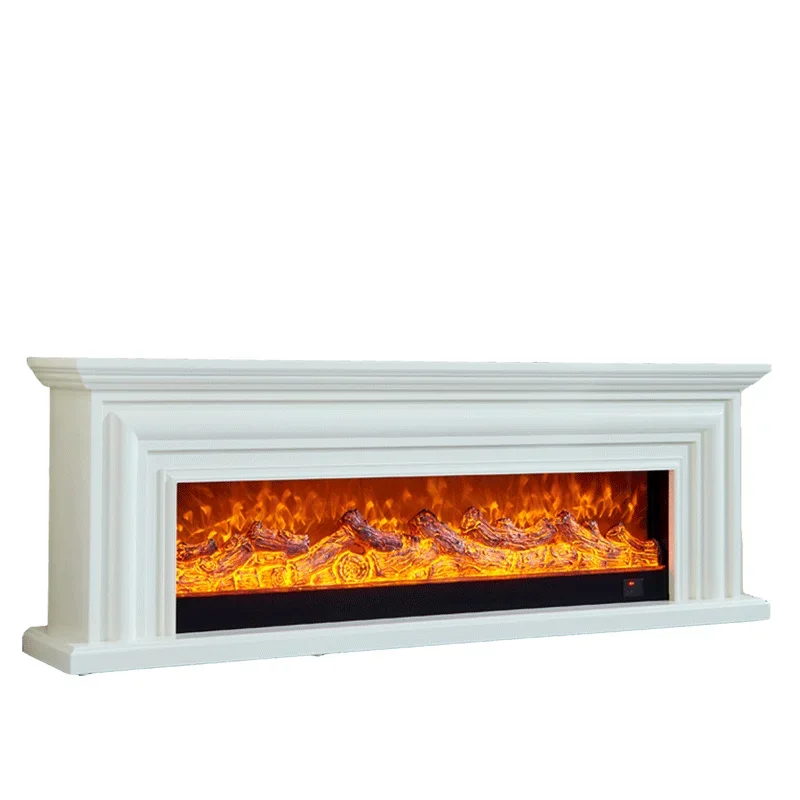 American fireplace background wall European solid wood fireplace decorative cabinet simulation fire heating