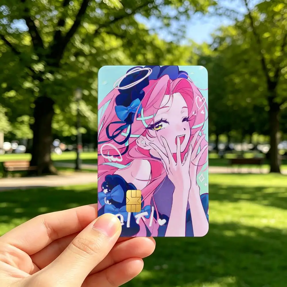 Cute M-Mizi A-Alien S-Stage 1Set 4Pcs Card Skin Sticker Waterproof Decorative Film for Credit Debit Bank Bus IC Card