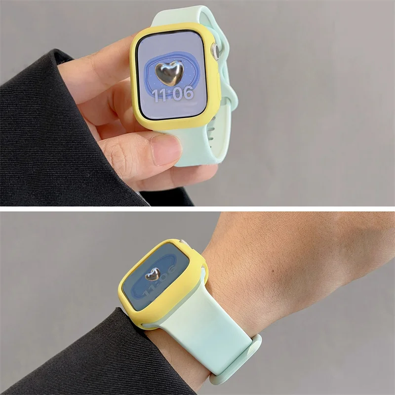 Cinturino sportivo in Silicone carino corea + custodia per cinturino Apple Watch Ultra2 49mm 45mm 44 41 42 Correa Band per Iwatch Series 9 8 SE 7 6