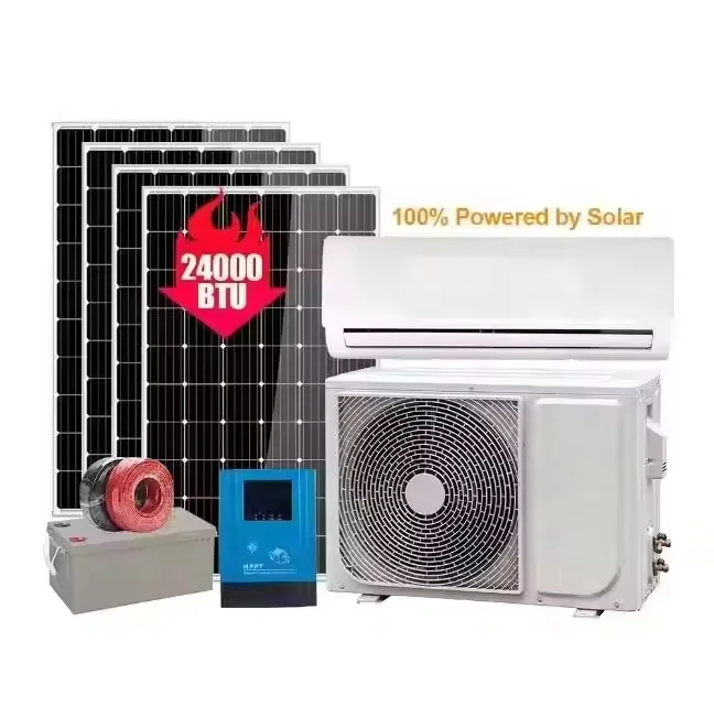 ACDC Solar Energy Air Conditioner 9000BTU 12000BTU 24000BTU Hybrid Solar Power AirConditioner for Hotel Home