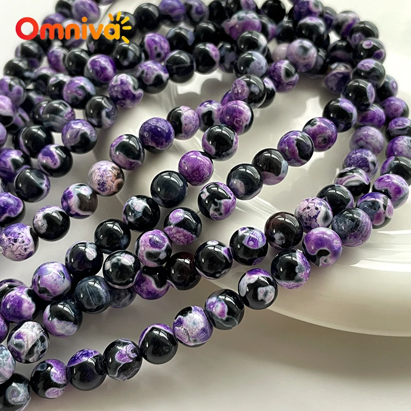 Purple Fire Agate Natural Stone Smooth beads DIY charm headwear Handstring decoration For Jewelry Making 15'' Wholesale 6/8/10MM