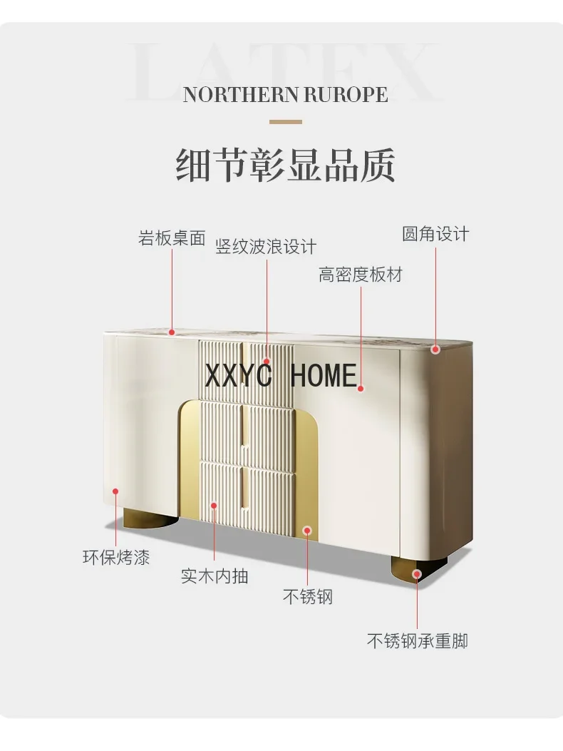 Affordable Luxury Style Stone Plate Sideboard Cabinet  Minimalist High-End Locker Living Room Tea Cabinet Home Wall Cabinet
