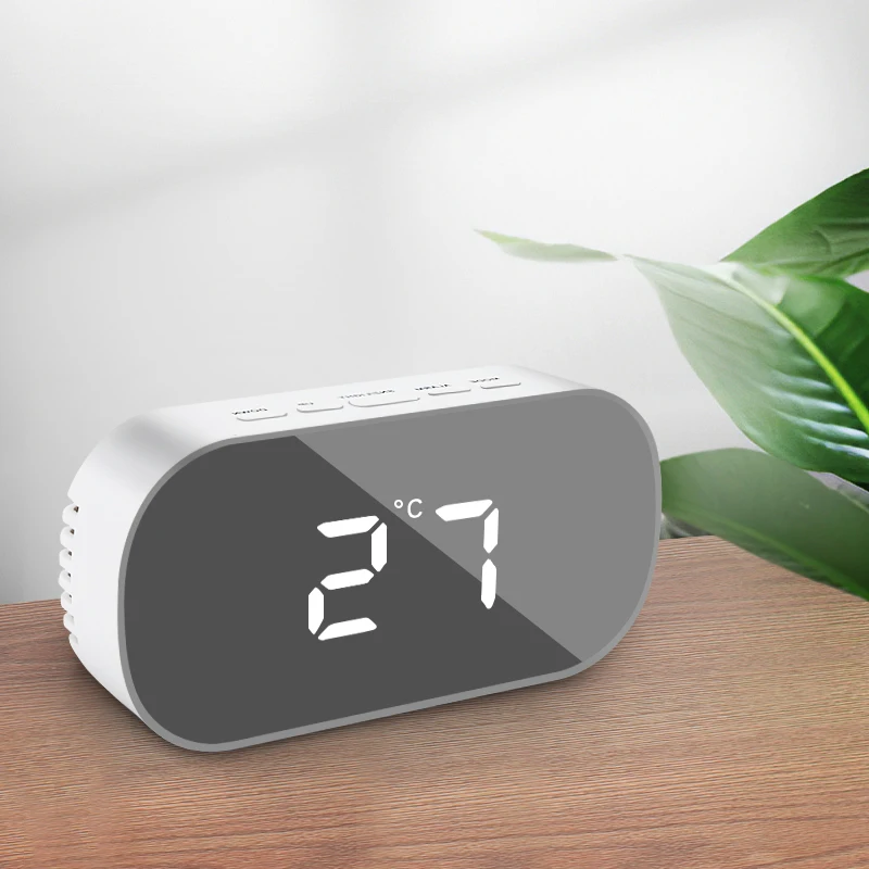 LED Mirror Digital Alarm Clock Night Lights Thermometer Wall Clocks Lamp Square Rectangle Multi-function Table Watch USB/AAA