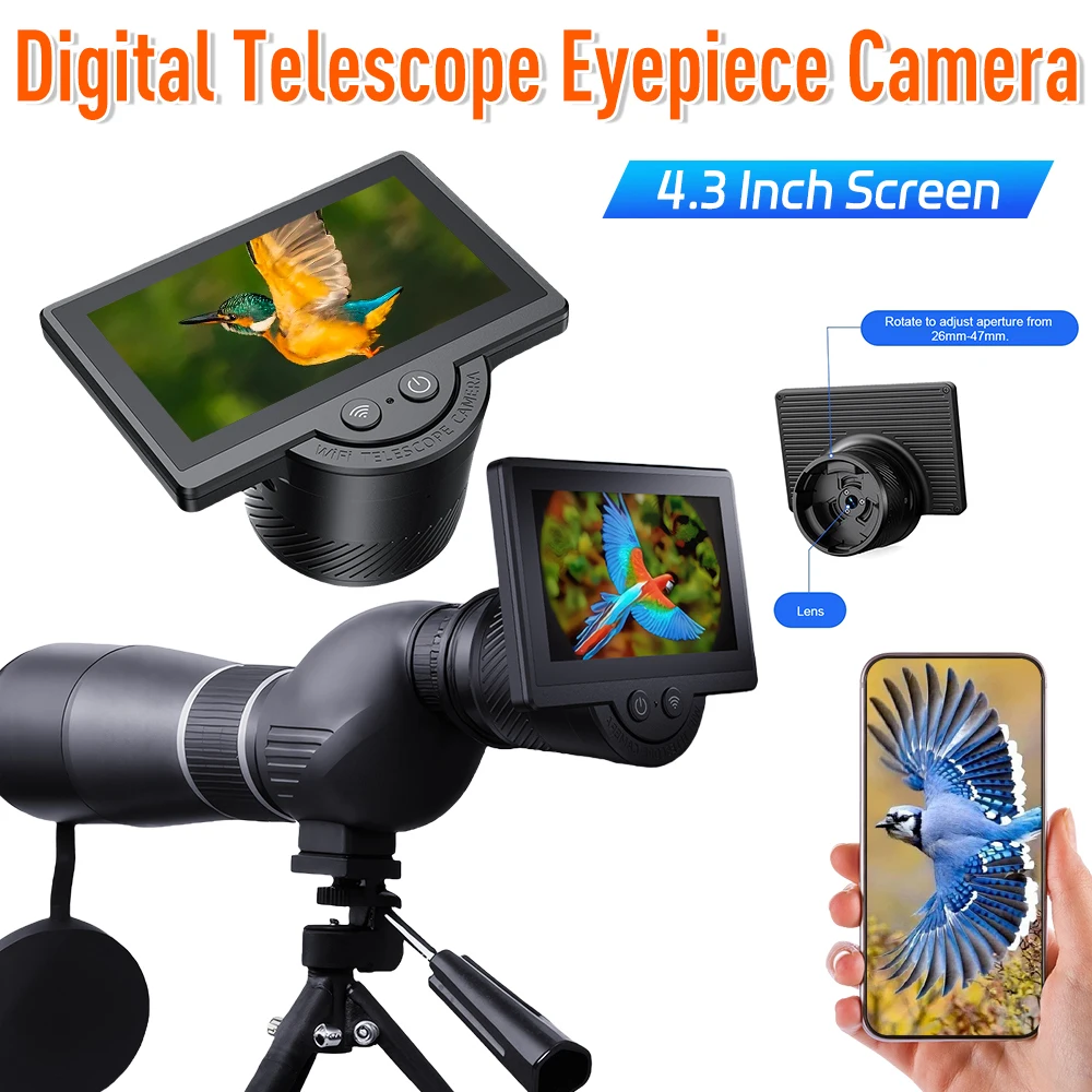 WiFi Telescope Camera Eyepiece 1080P Digital Eyepiece 4.3 Inch Electronic Eyepiece for Astronomical Telescope Accessories