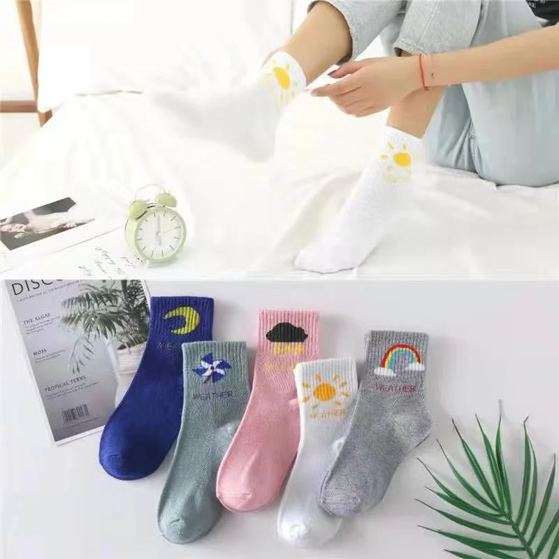 5 Pairs Pack Women Socks Girl Cartoon Bar Bear Lovely Happy Funny Smile Cute Kawaii Boat Ankle Short Cotton Socks носки женские