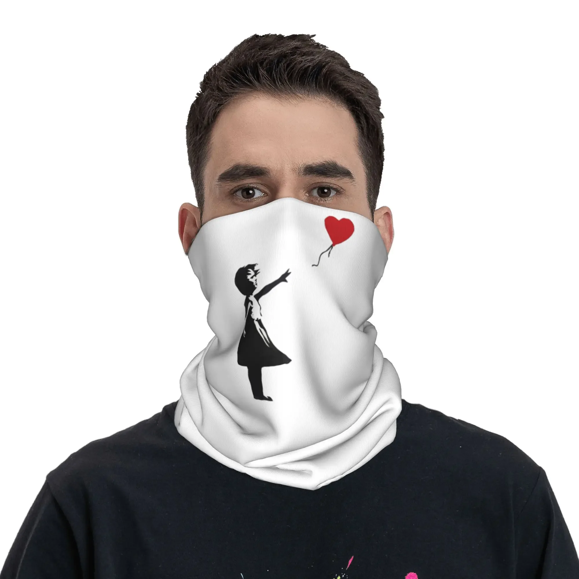 Banksy - Girl with Balloon Bandana Neck Cover Printed Mask Scarf Warm Headwear Riding For Men Women Adult All Season