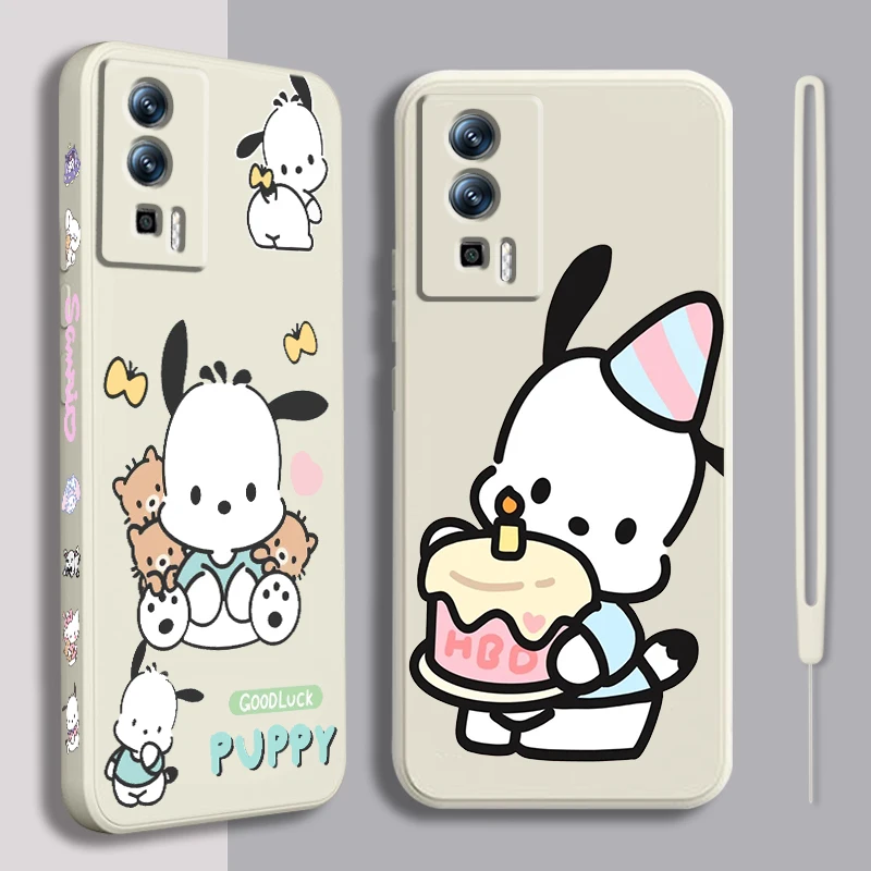 Sanrio Pacha Dog Cartoon Liquid Left Rope For Xiaomi Redmi 13C 12 12C K60 A1 K50 11 K40 10C 10 9A 9AT 9T 9C 5G TPU Phone Case