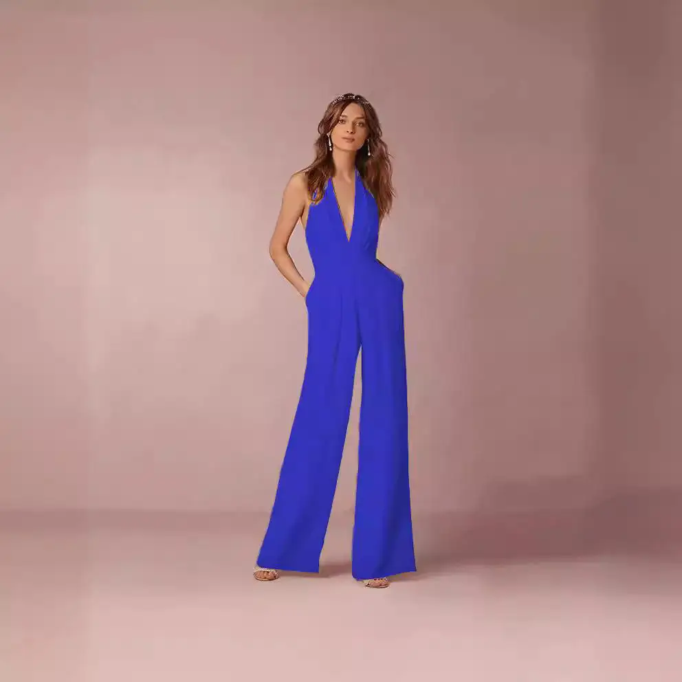 الربيع عارضة السراويل مثير Svel Ne شنقا بذلة قطعة واحدة دعوى طويلة مستقيم أنبوب البوليستر المرأة Faion