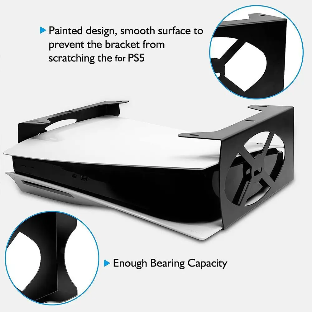 Under Desk Holder for PS5/PS5 Slim/Pro Digital & Disc Securing Under Desk Bracket Desk Mount Holder for PlayStation 5 Series