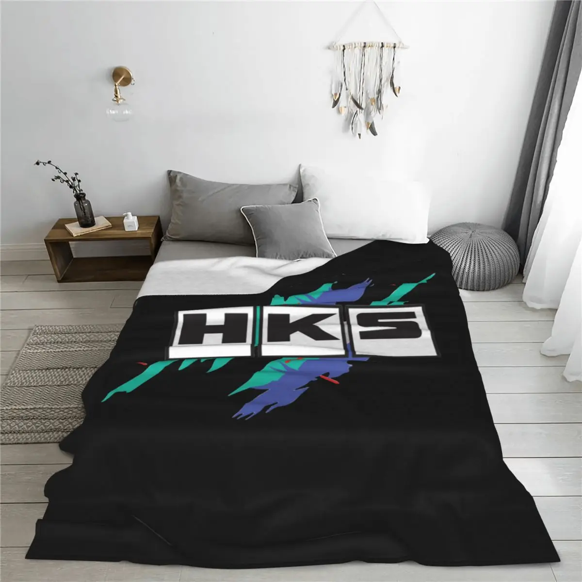 HKS Race Blanket Velvet Decoration R32 GT-R Breathable Ultra-Soft Throw Blanket for Bedding Bedroom Plush Thin Quilt