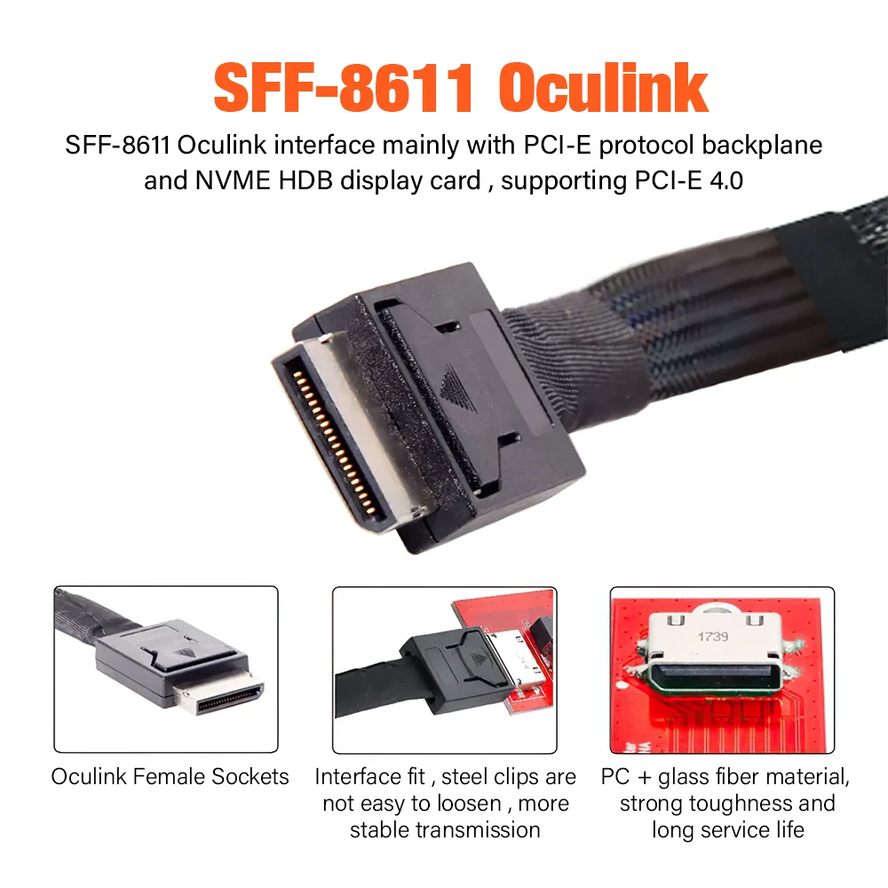 ل PCIe Oculink SFF 8611 4I إلى Mini SAS SFF-8611 4I خادم كابل فائق السرعة تمديد البيانات ذكر إلى ذكر سلك نقل البيانات #3