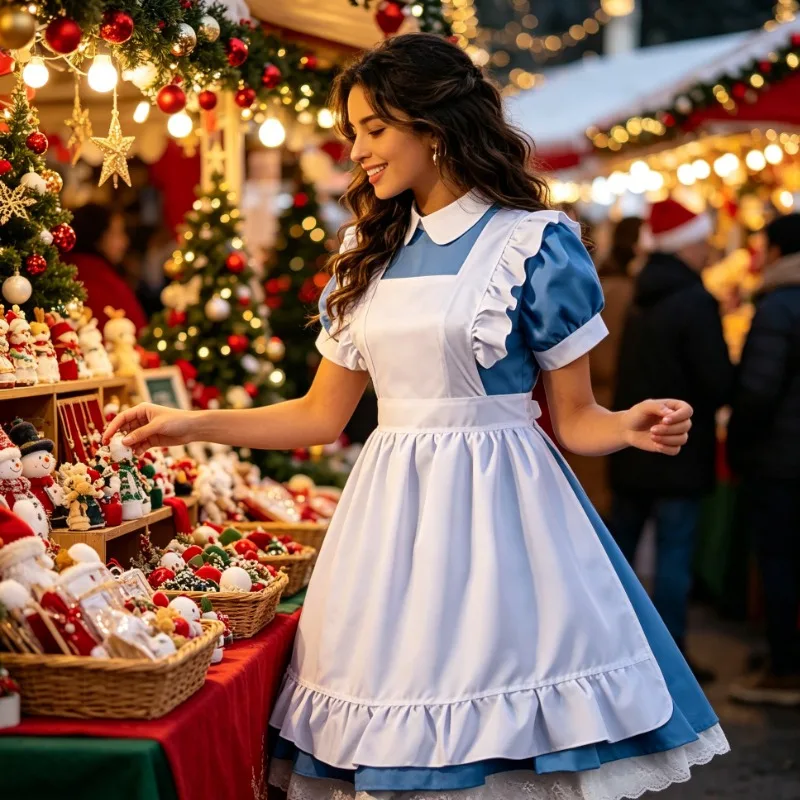 

Classic Blue and White Lolita Dress Japanese Soft Girl Cosplay Role Playing Uniform Retro Fairy Tale Style Daily Dress