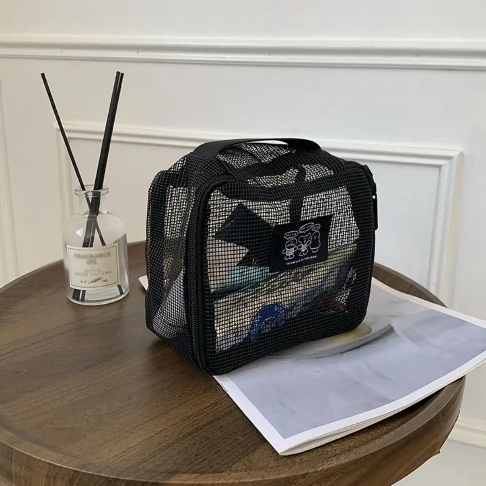 

Lightweight Mesh Makeup Pouch Portable Visibility Grid Cosmetic Bag Large Capacity Hollow Out Travel Toiletry Pockets Girls