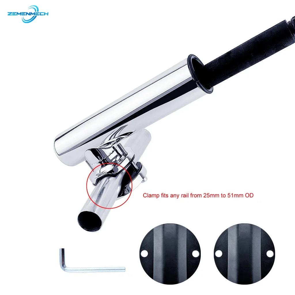 316 Stainless Steel Fishing Rod Rack Holder Rail Mounted Rest Pole Bracket Support for 25 to 51mm Rail Marine Yacht Boat