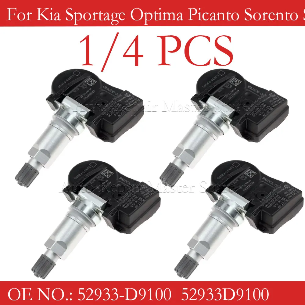 1/4PCS 433Mhz 4PCS Tire Pressure Sensor TPMS For Kia Sportage 2019 2020 2021 NIRO OPTIMA For HYUNDAI ELAN 52933D9100 52933-D9100