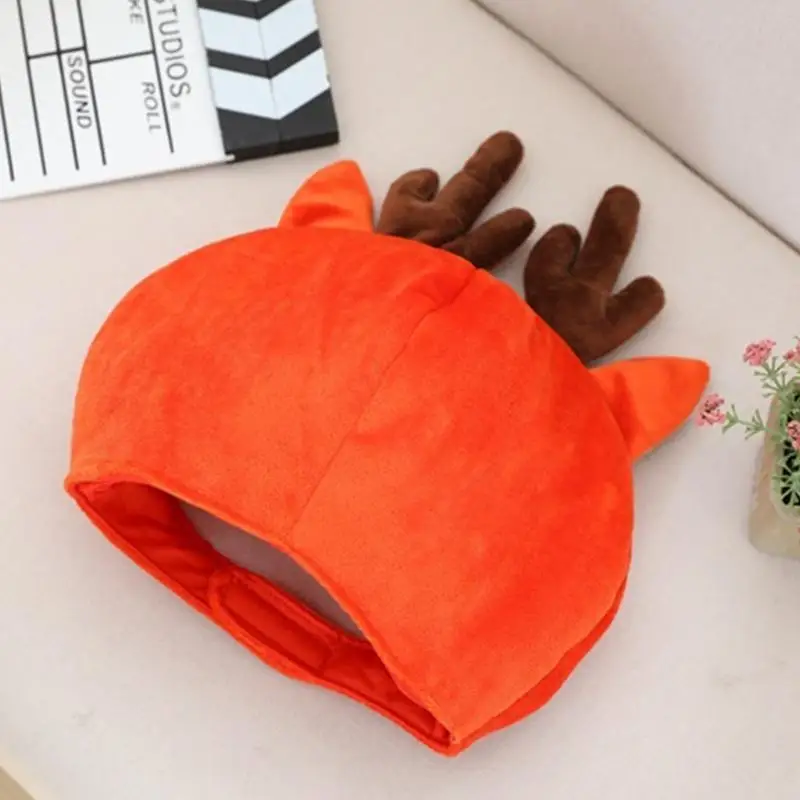 R1WE الكرتون الأيائل الغزلان قرون أفخم قبعة مضحك الحيوان محشوة القبعات قبعة صور الدعائم #3