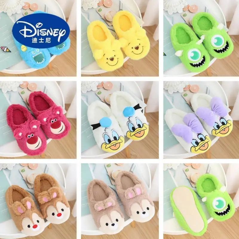 2025 Disney Plush Mule Slippers - Half-Open Toe Warm House Shoes, Cute Japanese Style for Girls, Instagrammable