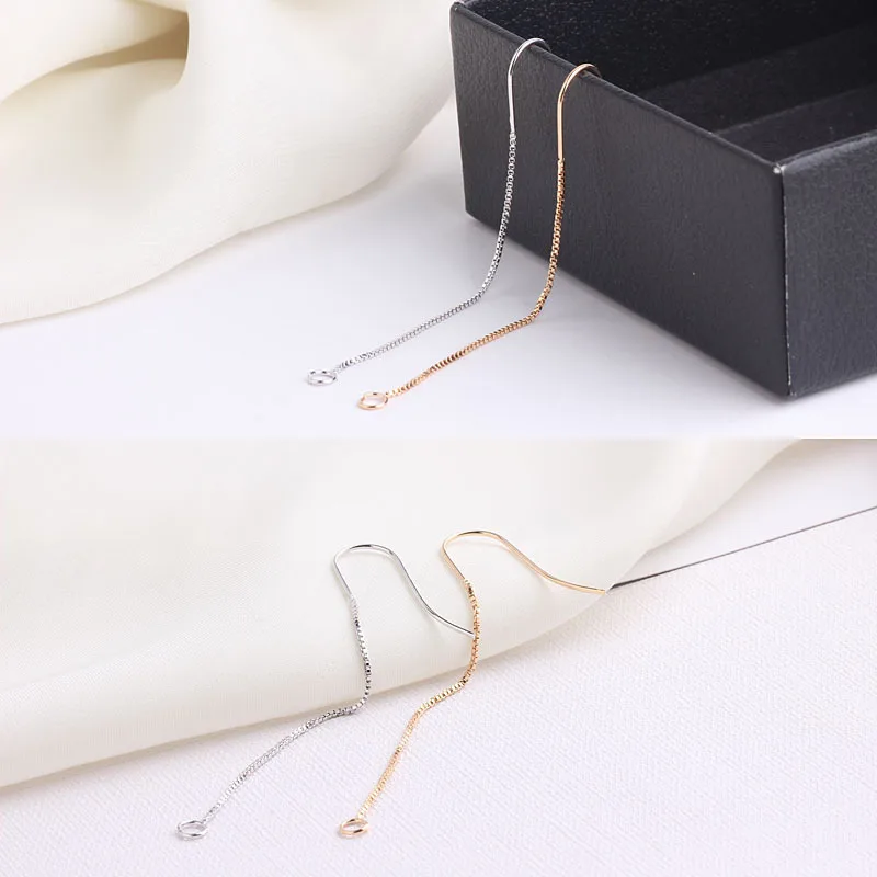 2pcs Diy Jewelry Accessories Copper 18k Electroplating Color-preserving Box Chain Ear Hook Ear Wire  Handmade Material Pendant