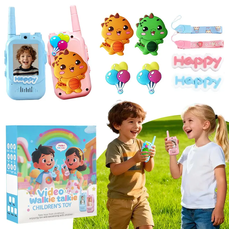 kids-video-walkie-talkie-with-hd-screen-type-c-rechargeable-one-click-intercom-diy-dinosaur-sticker-portable-walkie-talkie-gifts