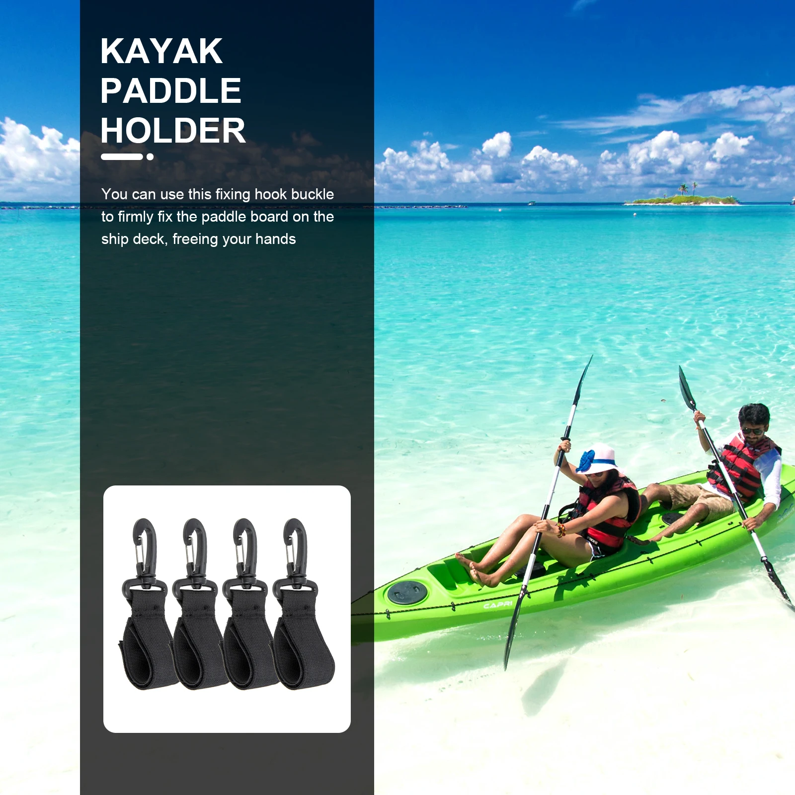 

4pcs Kayak Paddle Holder Straps Fixing Buckle Durable Nylon Boats Accessories Strong Design Sturdy Material Frees Hands Easy