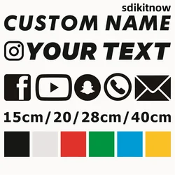 Custom Text WEBSITE FACEBOOK Instagram name logo X YouTube Snapchat Decal car bike sticker Twitch Seat Helmet Decal accessories