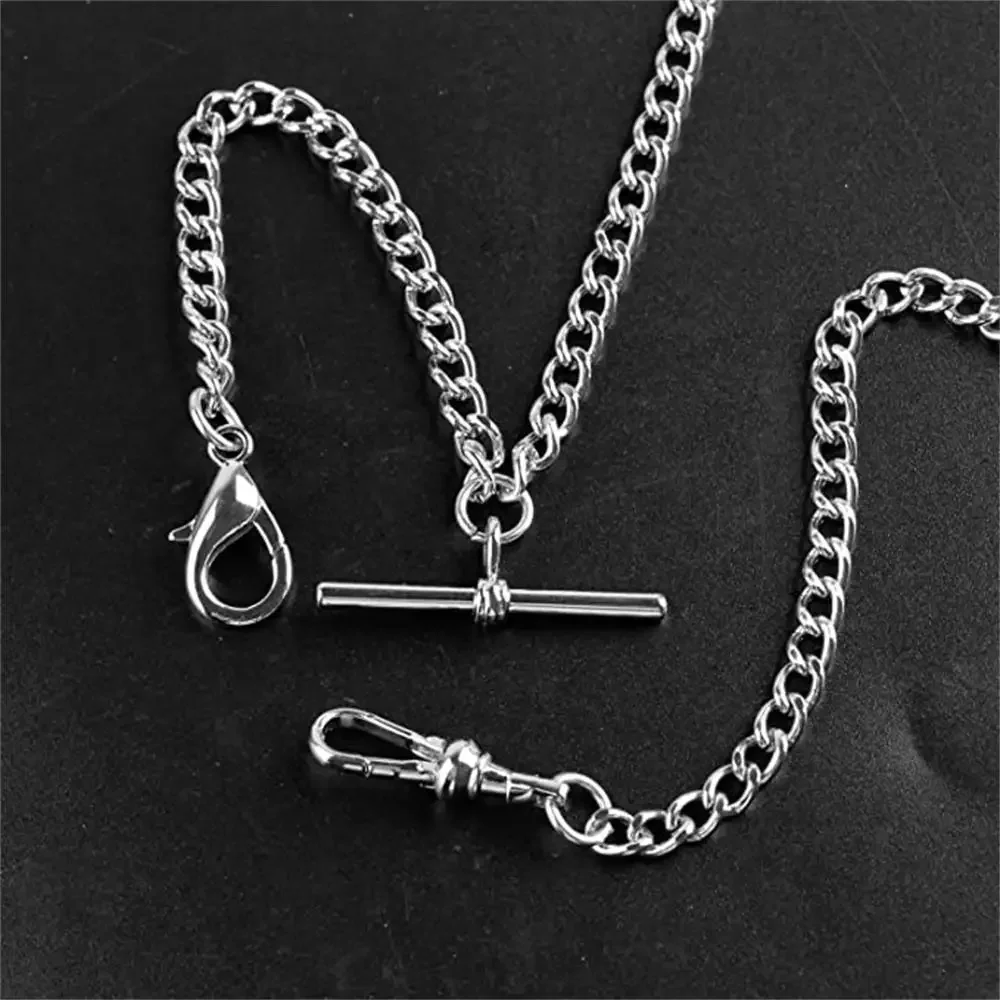 Luxuriöse 55 cm lange Fob-Kette aus Edelstahl in Silber/Gold, geeignet für Herren und Damen, Schmuckzubehör, Taschenuhrenketten