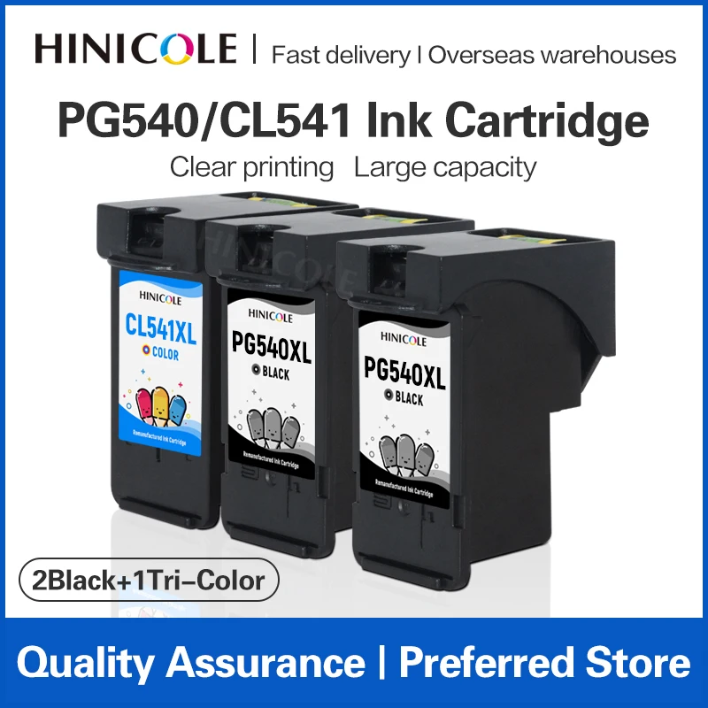 HINICOLE-3x cartouches d\'encre, pour 540XL ical540 XL CL541 XL IL PIXMA MG3500 MG3550 MG3600 MG3650 MG4100 MG4150 MG4200