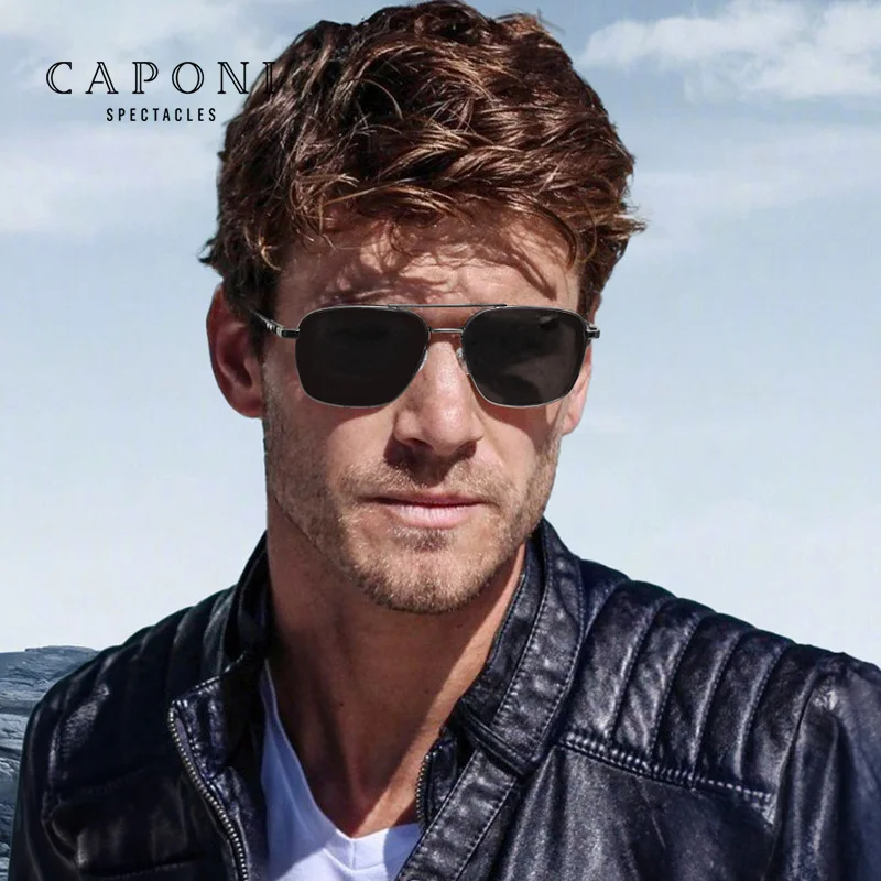 CAPONI Outdoor Sunglass men Polarized Photochromic Lightweight CarbonFiber Sports shades Sunglasses UV400 Brand Designer BS23027
