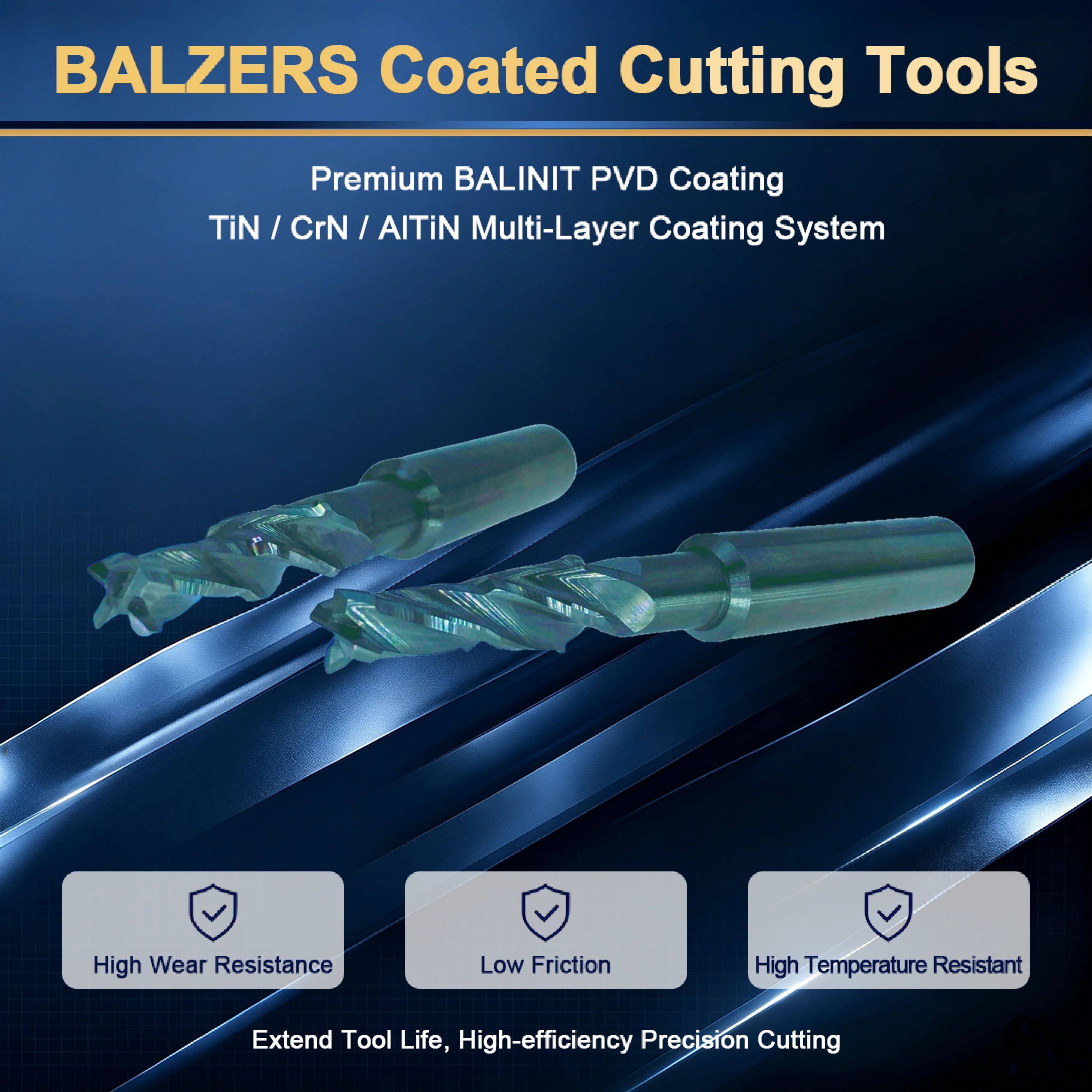 Solid Carbide Ball Nose End Mill AlTiN Coated 2 Flute Ball Milling Cutter for CNC Mold Cavity Surface Machining OEM Supply