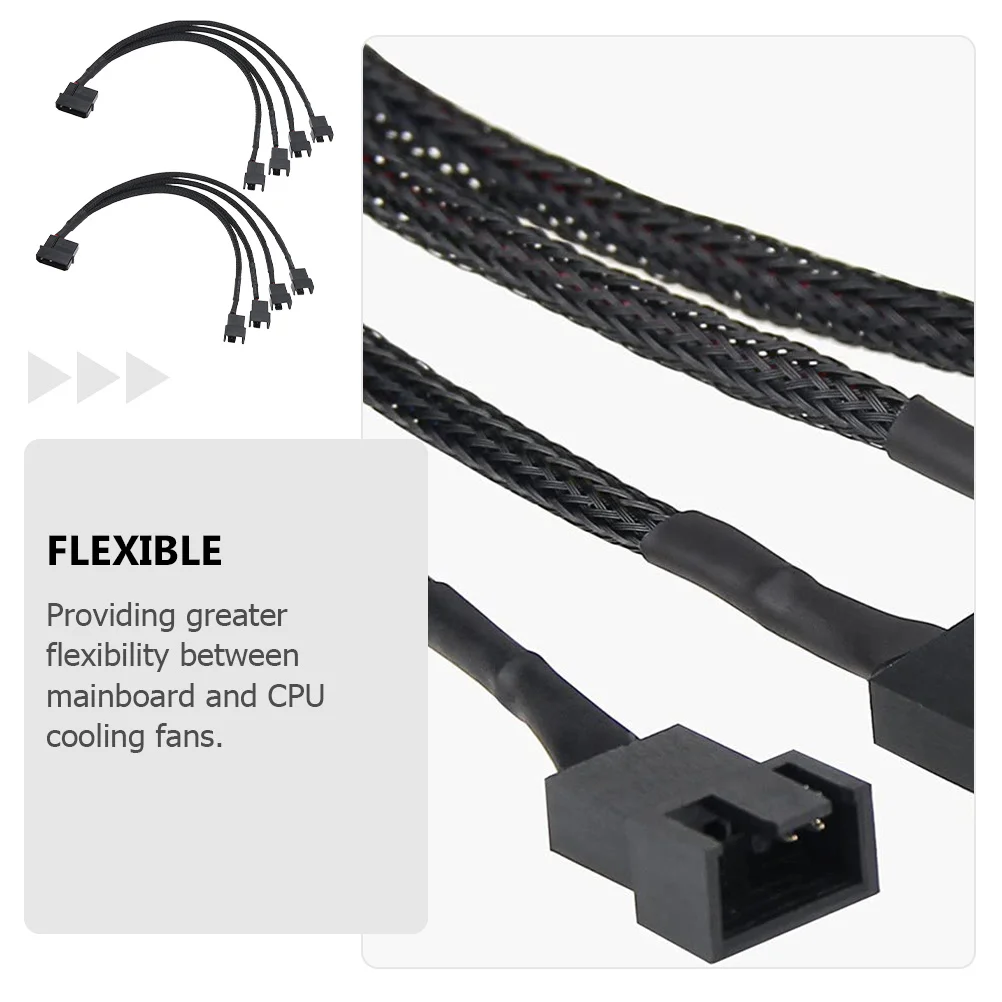 

2Pcs Fan Extension Cable Premium Braided Y Splitter for CPU Cooling Fans 1 to 4 Converter with Low Resistance and High
