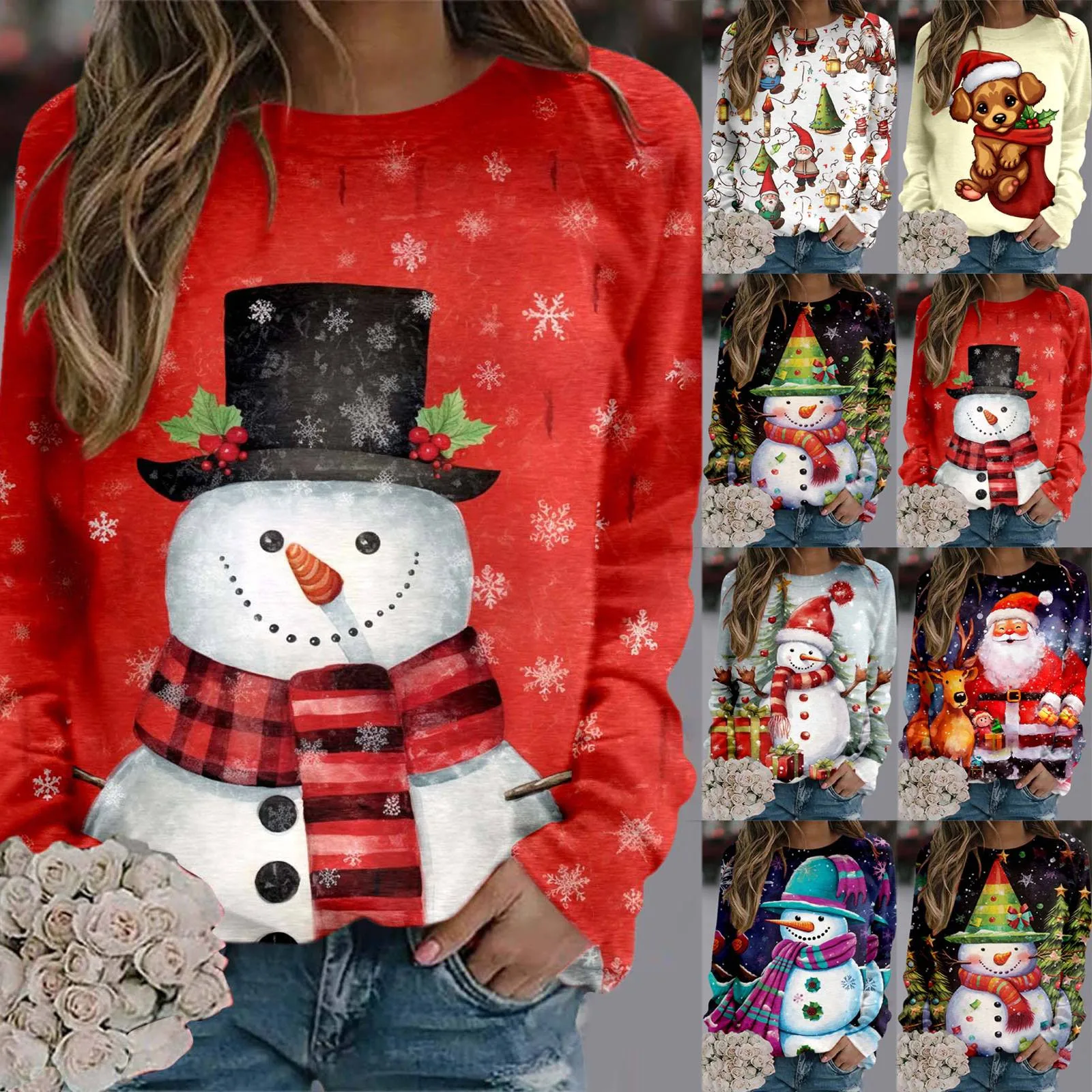 

Womens Pullover under 20 Women Autumn And Winter Casual Simple Round Neck Pullover Sweatshirt Cotton Sweatshirts