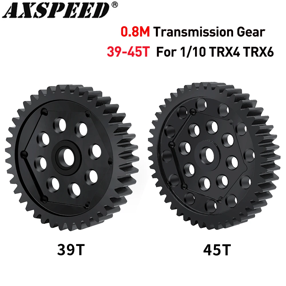 

AXSPEED 40CR Steel Transmission Gear 0.8M 39T 45T Gearbox Gears for 1/10 TRX4 TRX6 All Series RC Model Car Parts
