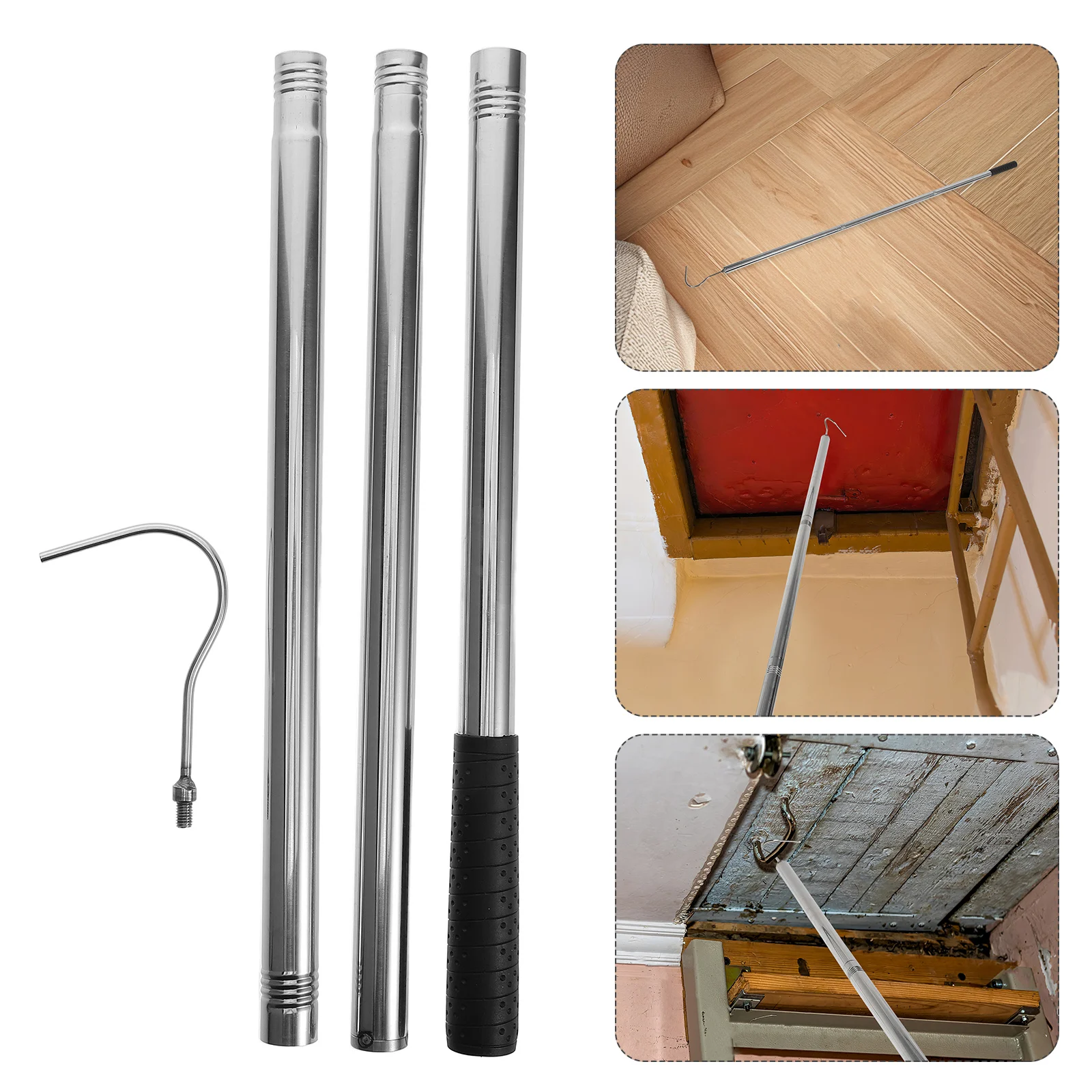

Adjustable Loft Pole Hook Heavy Duty Stainless Steel Attic Down System Garage Ceiling Storage Extension Accessories Wall Hanger