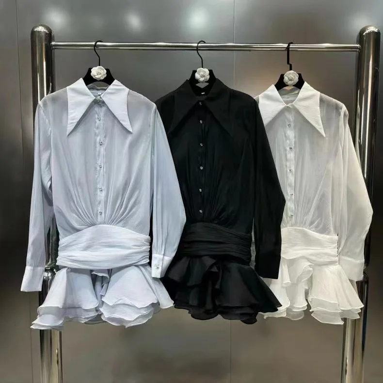 

Женская летняя юбка STUDIO Pure Desire с отложным воротником, на одной пуговице, приталенная, длинная