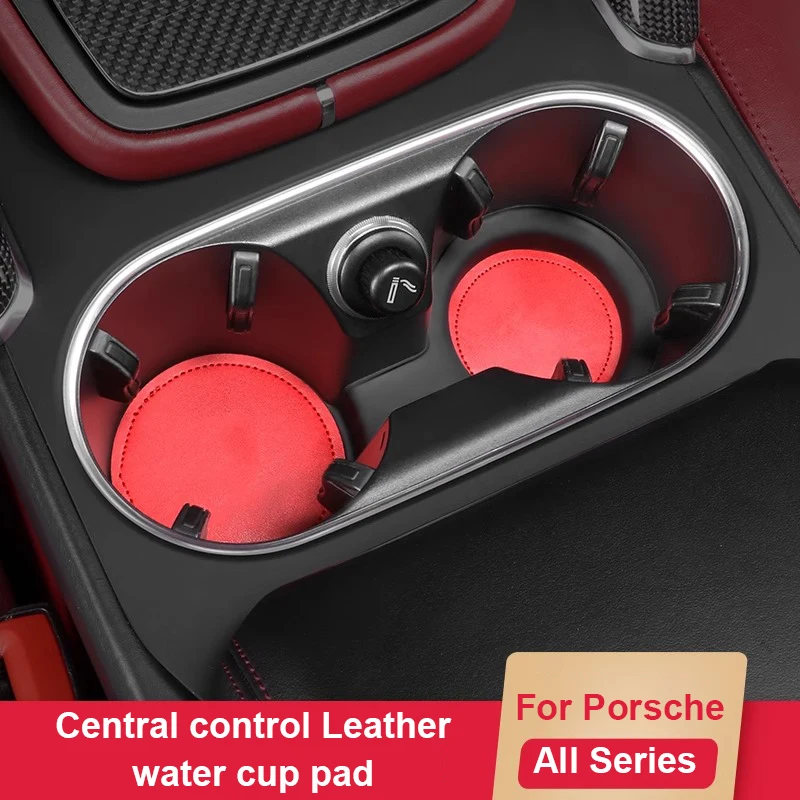 

For Porsche Cayenne Panamera Macan Cup Mat Anti slip and Dustproof Door Slot Mat Leather Cup Holder Insert Interior Accessories