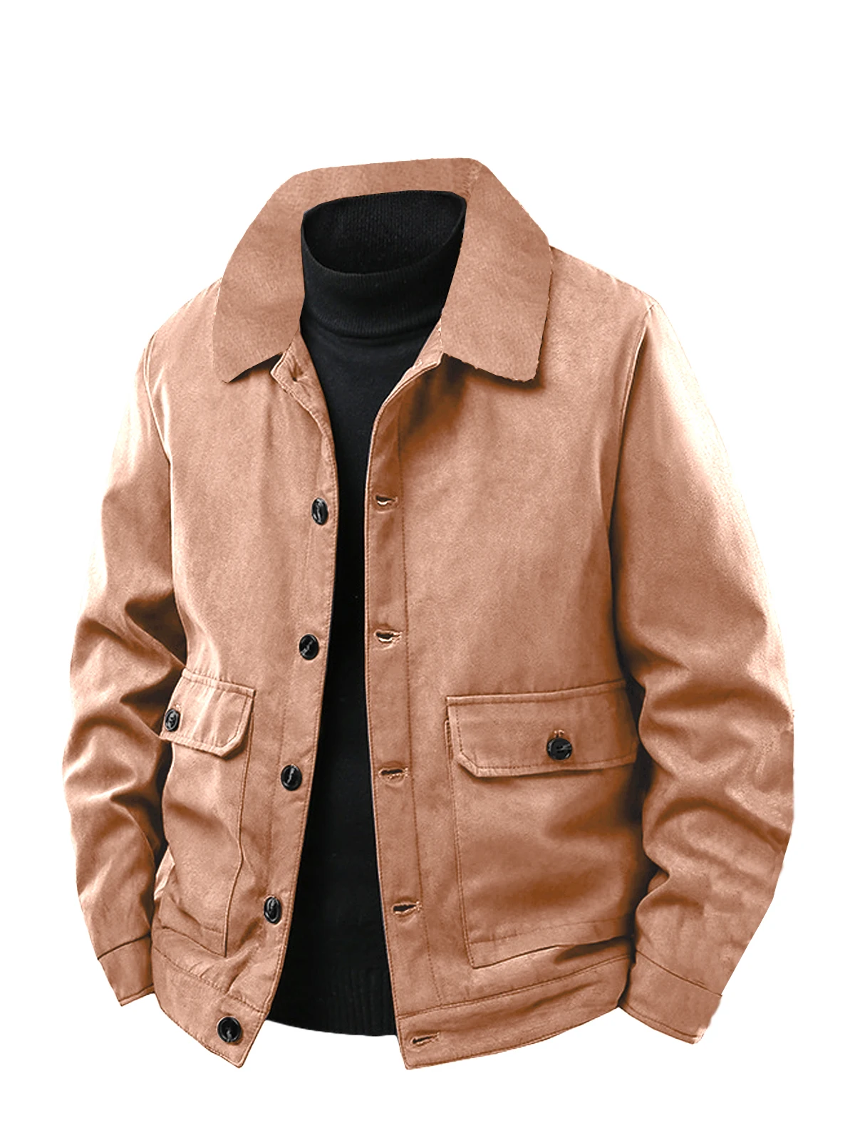 سترة رجالية عادية ربيع الخريف زر التلبيب معطف العمل جديد بلون متعدد جيب القمم الرجال الموضة جودة عالية